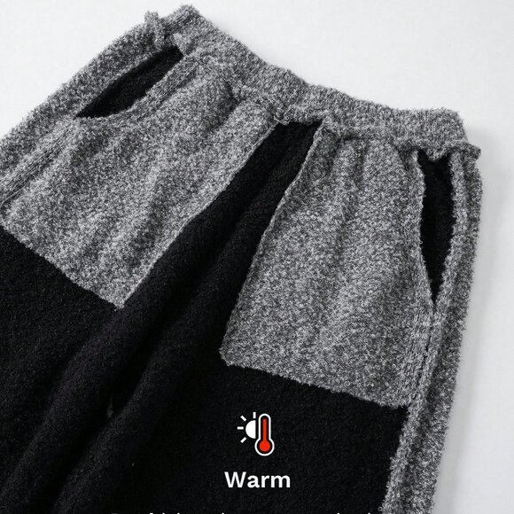 Black Casual Women's Contrast Color Casual Wide Leg Pants - Picture 11 of 11